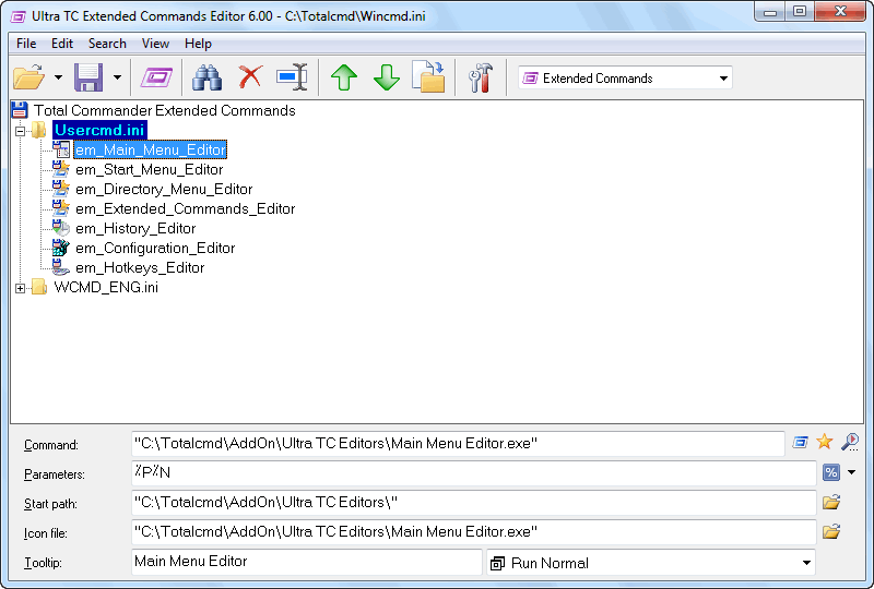 Ultra TC Extended Commands Editor screen shoot