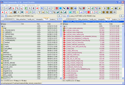 Total Commander 8.50 on Windows XP, with alternating coloured rows By AKE