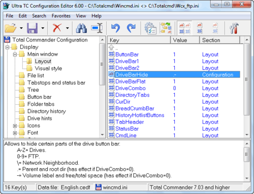 Ultra TC Configuration Editor screen shoot