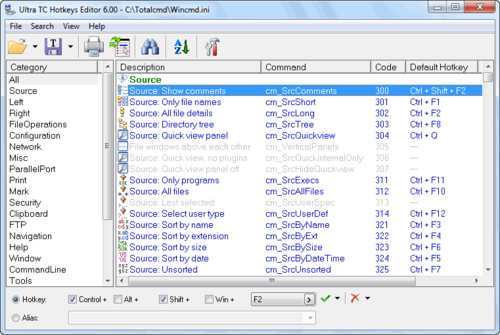 Ultra TC Hotkeys Editor screen shoot